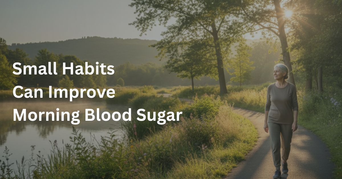 Small-Habits-Can-Improve-Morning-Blood-Sugar-26-2 Older adult walking outdoors during the morning sunlight to represent healthy habits that support blood sugar balance after age 50.