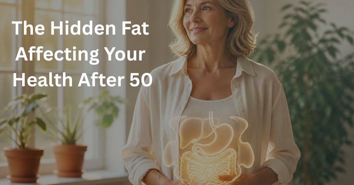 The-Hidden-Fat-Affecting-Your-Health-After-50-25-1 Illustration-style image showing visceral fat stored deep in the abdominal area around internal organs in an older adult, representing the health risks associated with belly fat and insulin resistance after age 50