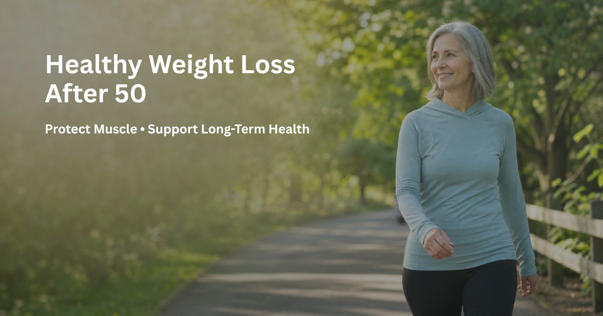 Article-52-Healthy-Weight-Loss-After-50-2 Healthy woman over 50 walking outdoors as part of a sustainable weight-loss and healthy-aging lifestyle. The image represents gradual weight loss, regular physical activity, muscle preservation, and metabolic health after age 50.
